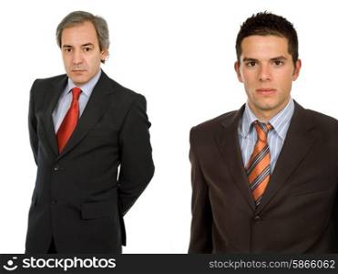 two business men portrait isolated on white background