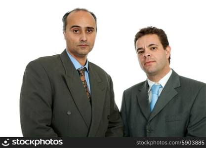 two business men portrait isolated on white background
