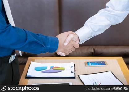 two business men shake hand and discuss together for agreement success concept