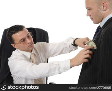 two businessmen in a business suit. Isolated on white background