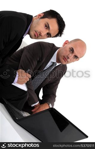 Two businessmen preparing meeting