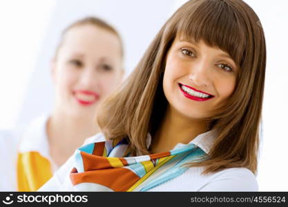 Two businesspeople. Image of successful young happy business persons