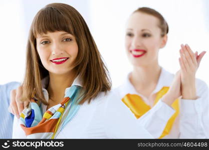 Two businesspeople. Image of successful young happy business persons