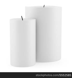 two candles isolated on white background