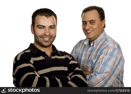 two casual young men portrait isolated on white background