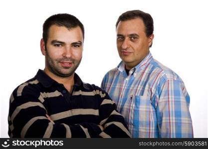 two casual young men portrait isolated on white background