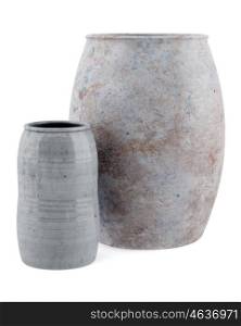 two ceramic vases isolated on white background. 3d illustration