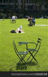 Two chairs in a park
