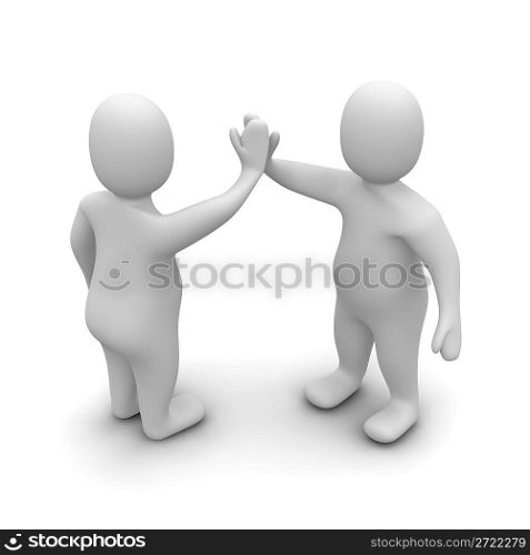 Two characters giving high five