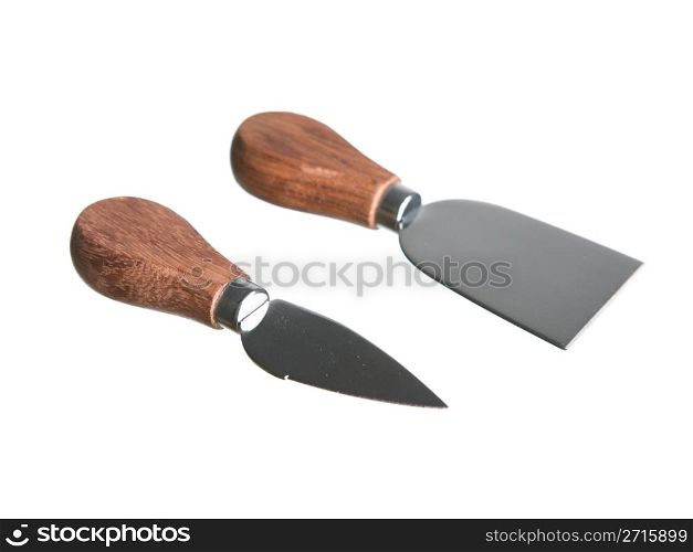 Two cheese knives isolated on a white background