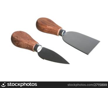 Two cheese knives isolated on a white background