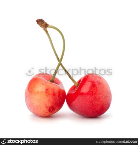 Two cherry berries isolated on white background