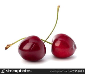 Two cherry berries isolated on white background