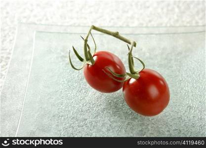 Two cherry tomatoes close-up