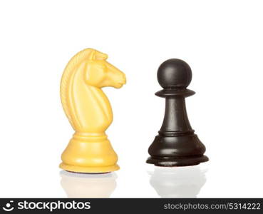 Two chess pieces isolated on a white background