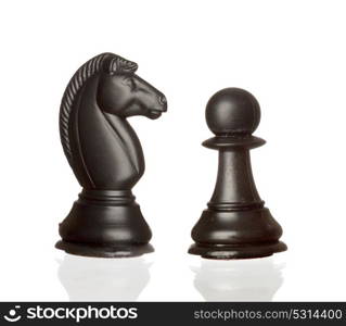 Two chess pieces isolated on a white background