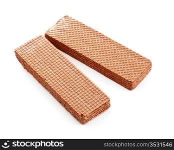 two chocolate waffles isolated on white background