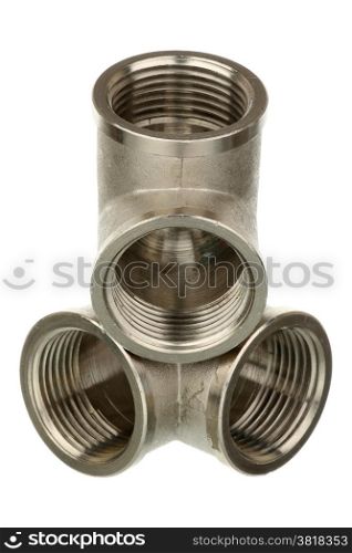Two chrome fittings isolated over white background&#xA;