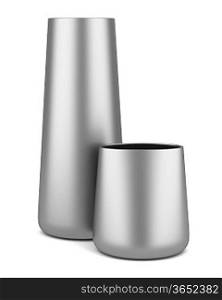 two chrome vases isolated on white background