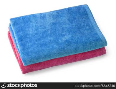 Two cloth towel isolated on white background