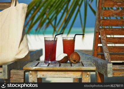 Two cocktails at tropical beach