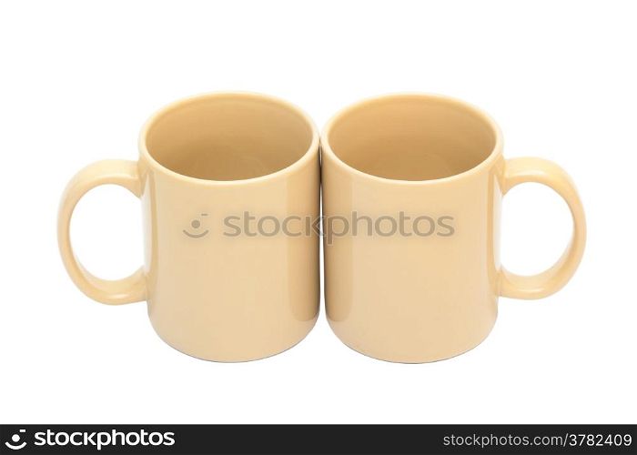 two coffee cups on a white background
