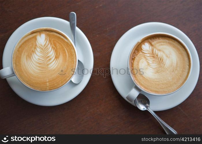 Two Coffee Drinks from Above