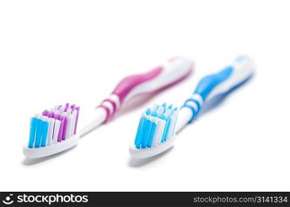 two color toothbrushes