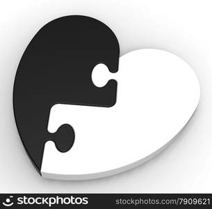 . Two-Colored Heart Puzzle Showing Previous Engagement And Missing Romance