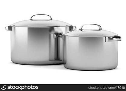 two cooking pans isolated on white background