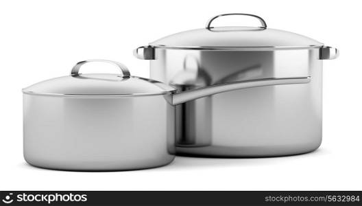 two cooking pans isolated on white background