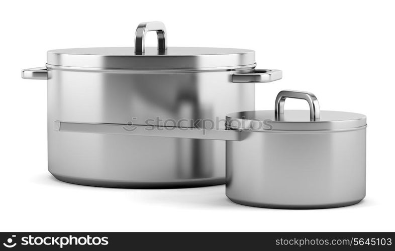 two cooking pans isolated on white background