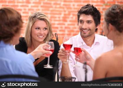 Two couple at a restaurant