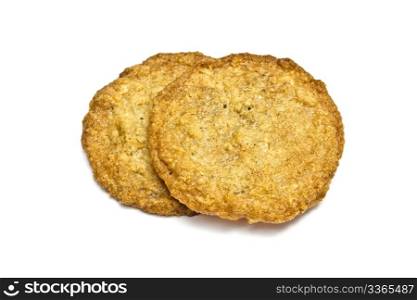 Two crackers isolated on white background