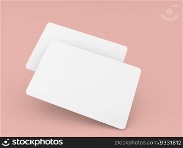 Two credit cards mock up on a pink background. 3d render illustration.. Two credit cards mock up on a pink background. 