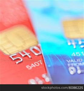 two credit cards with shallow DOF