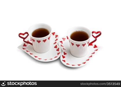 two cup of tea isolated on a white background