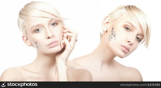 Two cute woman with stars on face