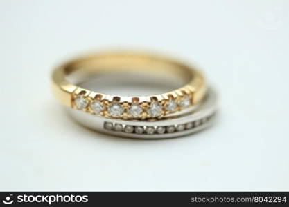 Two diamond wedding bands for a double bride wedding