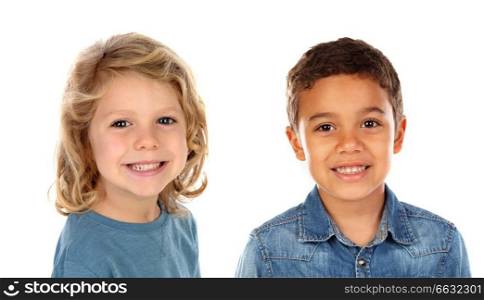 Two different children isolated on a white background