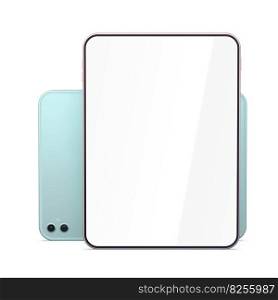 Two different colored tablet computers on white background