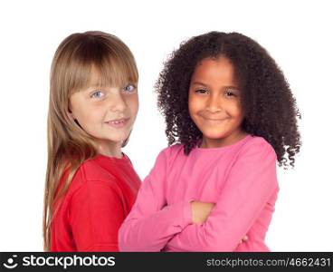 Two different girls isolated on a white background