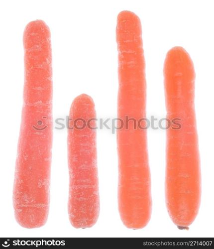 two different types of carrots isolated on white background