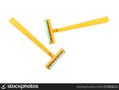 two disposable razor isolated on white background