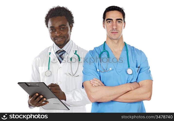 Two doctor on a over white background