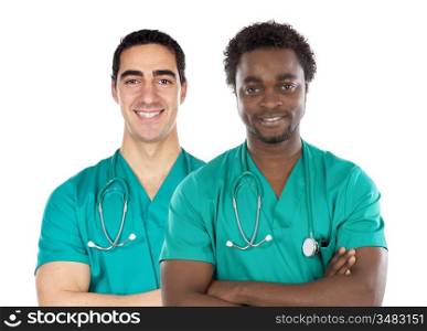 Two doctor on a over white background