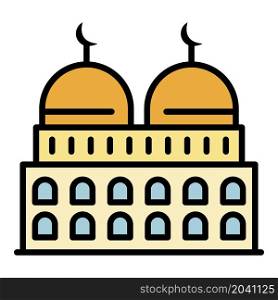 Two dome mosque icon. Outline two dome mosque vector icon color flat isolated. Two dome mosque icon color outline vector