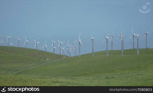 Two dozen turbines in a Californian wind farm