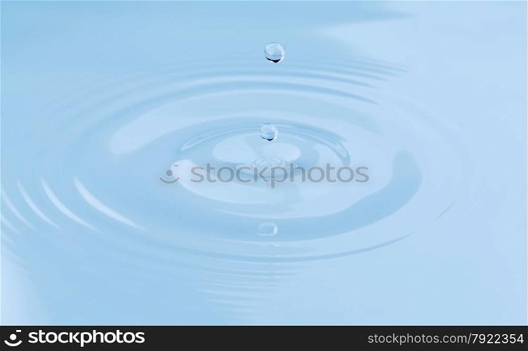 Two drop of water falls leaving footprints in the surface of the water.