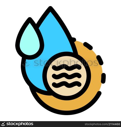 Two drops and waves icon. Outline two drops and waves vector icon color flat isolated. Two drops and waves icon color outline vector